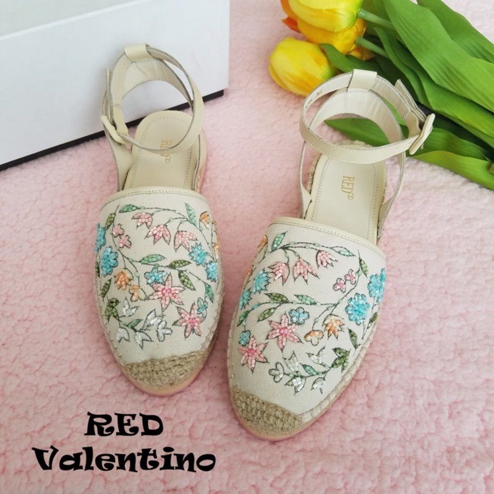 RED (V) Canvas And Leather Espadrilles